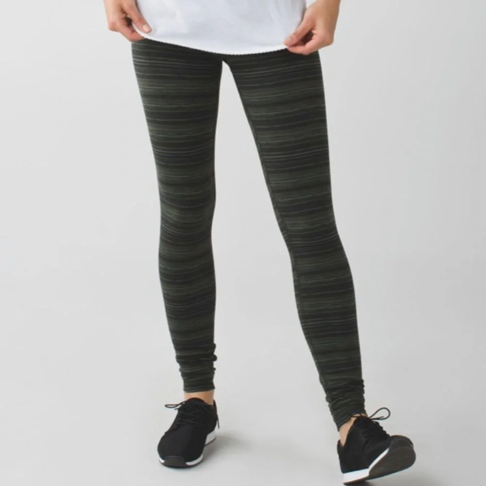 Lululemon Wunder Under Leggings Green Stripe 6 - Picture 5 of 7